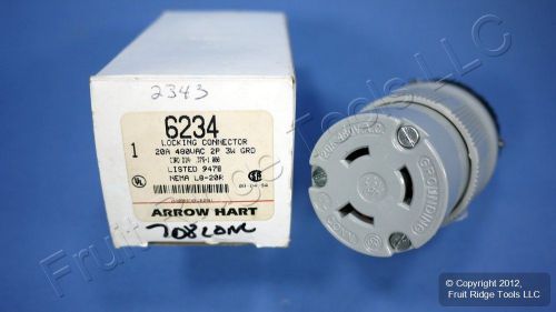 Arrow hart 6234 l8-20 turn locking connector twist lock nema l8-20r 20a 480v for sale