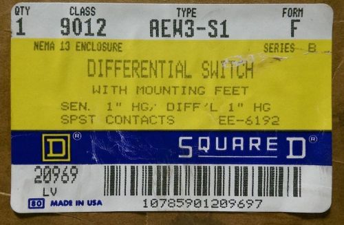 NEW SQUARE D DIFFERENTIAL SWITCH CLASS 9012/TYPE AEW3-S1/FORM F SPST CONTACTS