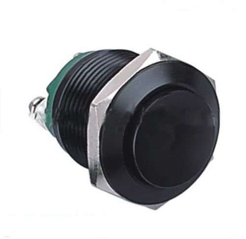 19mm Mounted Thread Momentary SPST Black metal steel Round Push Button Switch