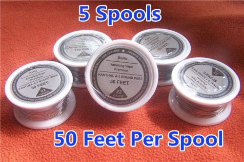 5 Spools x 50 feet Kanthal A1 Round Wire 22AWG,(0.64mm),22Gauge Resistance !