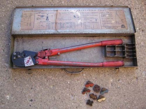 Thomas betts hd tbm-8 crimping tool 8 dies case for copper alum cable lugs c-tap for sale