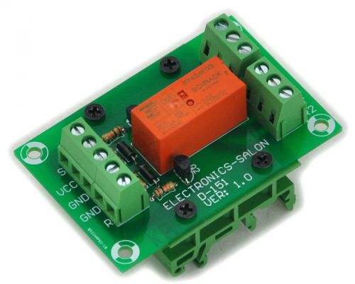 Bistable/Latching DPDT 8 Amp Power Relay Module, DC5V Coil, with DIN Rail Feet
