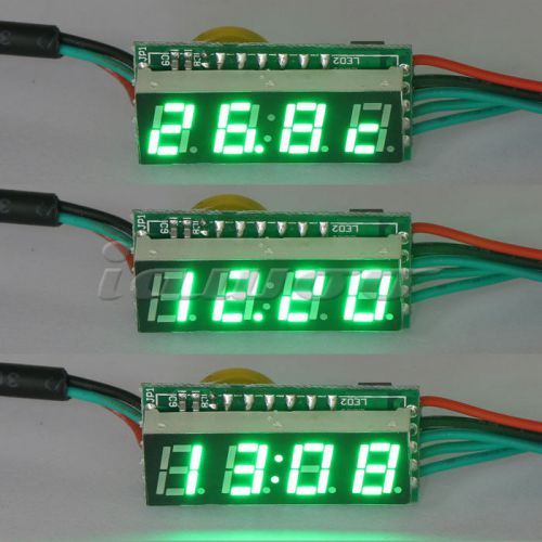 0.28&#034; Mini Electric Clock Digital Voltmeter Temp Themometer 3in1 Panel Meter