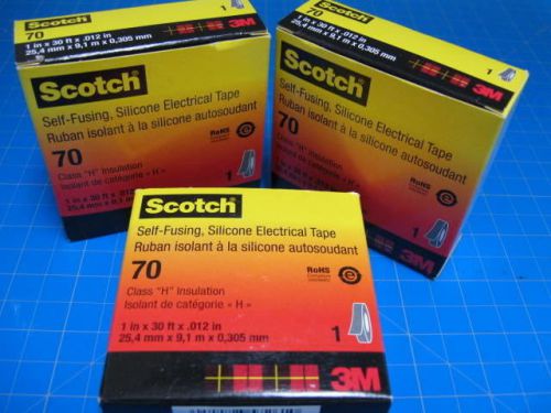 Lot of 3m scotch 70 self fusing silicone rubber electrical tape class h 1&#034;x 30&#039; for sale