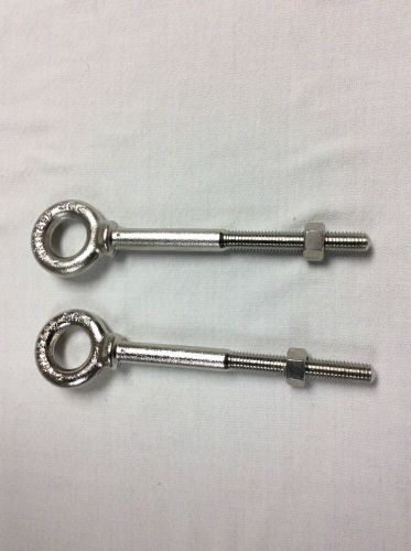 Pair Of Stainless Steel 1/2&#034; X 8&#034; Eye Bolts USA Made