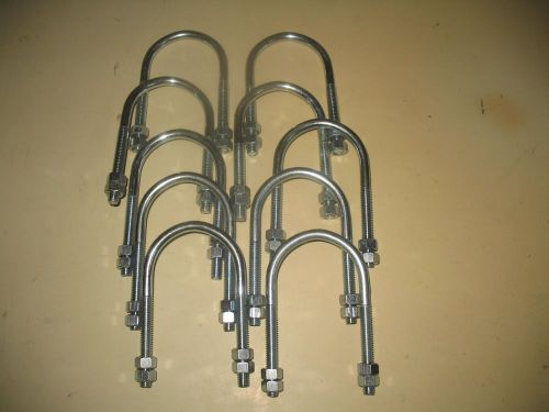 U-bolt 3/8&#034;-16 x 2&#034; pipe size electro galvanized steel (lot of 10) w/4 nuts each for sale
