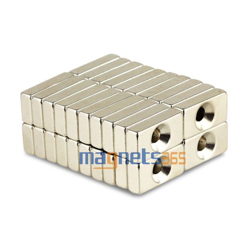 50pcs N35 Block Countersunk Rare Earth Neodymium Magnets 20 x 10 x 5mm Hole 5mm