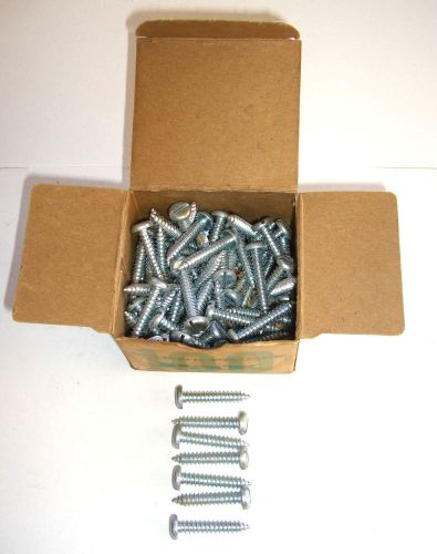Vintage Pan Head Slotted 1 1/4&#034; No. 12 Zinc Chromate Tapping Screws, NOS, in Box