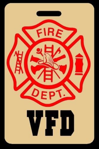 Tan VFD Firefighter Luggage/Gear Bag Tag - FREE Personalization - New