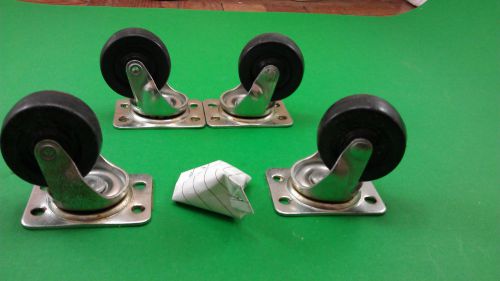 SET OF 4  SWIVEL CASTERS 1-7/8&#034; WHEELS, WITH  METAL BASE