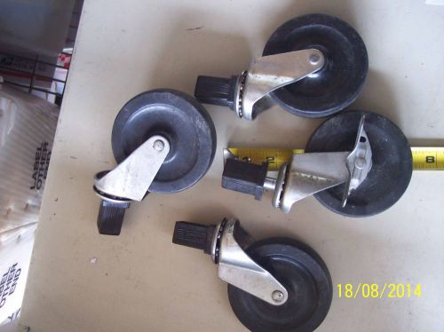 set of 4 USED Dia 4&#034; Height 6 3/4 &#034; Swivel Caster Polyurethane Wheel casters - #3