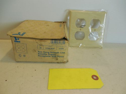 EAGLE TWO GANG SMOOTH LINE BAKELITE DUPLEX WALL PLATES. IVORY LOT OF 10. LB1