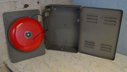 Industrial steampunk ademco 6&#034; alarm bell red in tamperproof wall mount case for sale