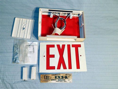 Prescolite twin face lighted exit sign ex2-r ceiling or wall mount w hardware for sale