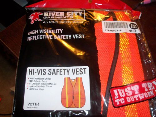 LOT OF 10 RIVER CITY GARMENTS HI-VIS SAFETY VESTS V211R REFLECTIVE ORANGE MESH