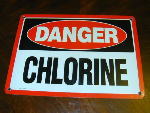 Danger chlorine metal sign 14&#034;x10&#034;heavy duty commercial safety hazard warning for sale