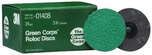 3m 01408 Green Corps Roloc Discs, 3&#034; - 24 Grit