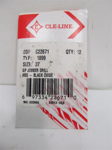 Cle-line c22671, type 1899, #37, hss jobber length drill bit - 12 each for sale