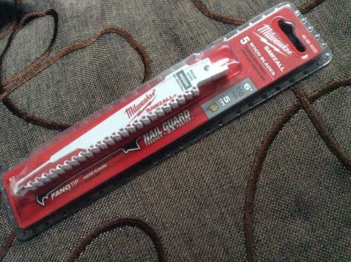 48-00-5035 milwaukee 5pk 6&#034; 5tpi nail guard wood sawzall blades - fang tip for sale
