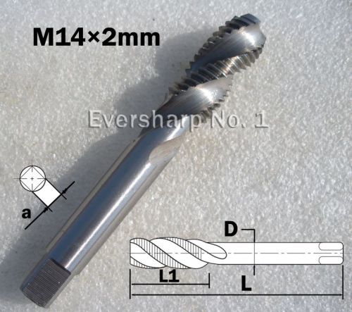 HSS Metric Fine Thread Spiral Fluted Right Hand Machine Taps M14 Pitch 2.0 mm