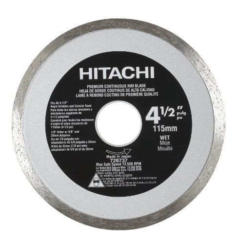 Hitachi 728737 4-1/2-Inch Continuous Rim Diamond Saw Blade for Tile and Stone  W