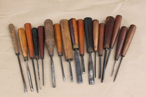 ANTIQUE VINTAGE WOOD CHISEL LOT BUCK BROS SHEFIELD ENGLAND 18 TOTAL HIGH QUALITY