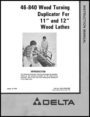 Delta 46-840 Wood Turning Duplicator Manual