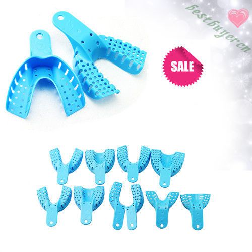New 10pcs-Light Blue Dental Impression Trays Autoclavable-Dental Sterilization##