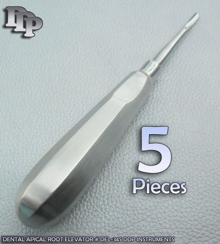 5 Dental APICAL ROOT Elevators # 34S Surgical Veterinary Instruments