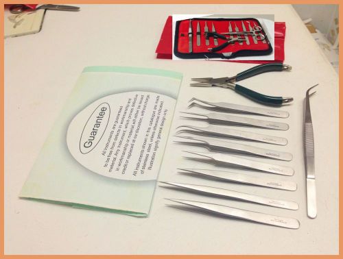 Micro tweezers and scissors set of 9  lab applications for sale