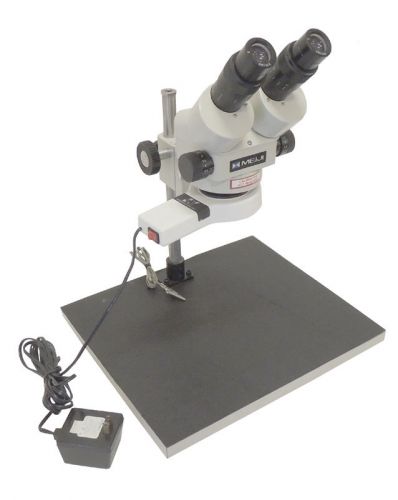 Meiji emz-5 binocular zoom stereo microscope 20x eyepieces lens light ring stand for sale