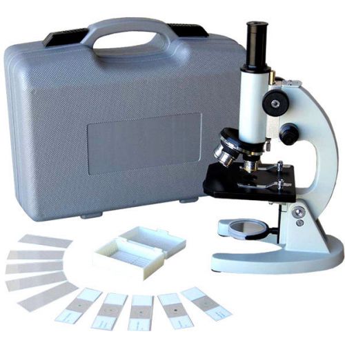 40x-640x metal body glass lens biology student microscope w abs case &amp; slide kit for sale