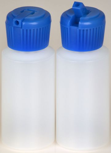 Plastic Bottle w/Blue Turret Lid, 1-oz., (HDPE), 50-Pack, New