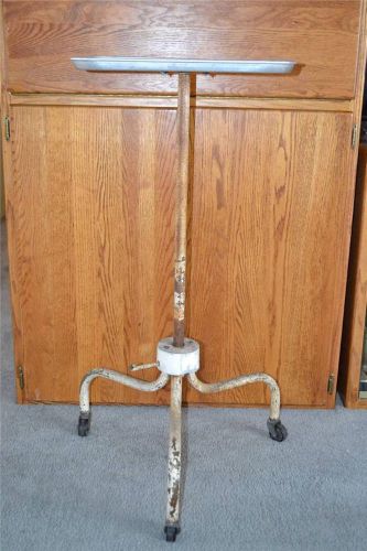 Vtg antique rolling medical dental surgery service tray cart adjustable height for sale