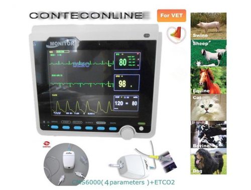Veterinary icu patient monitor ecg nibp spo2,pr, etco2,printer cms6000a for sale