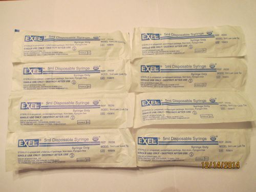 LOT Of 8 BD 5ML LUER-LOK TIP MEDICAL SYRINGES SEALED STERILE w/o NEEDLE