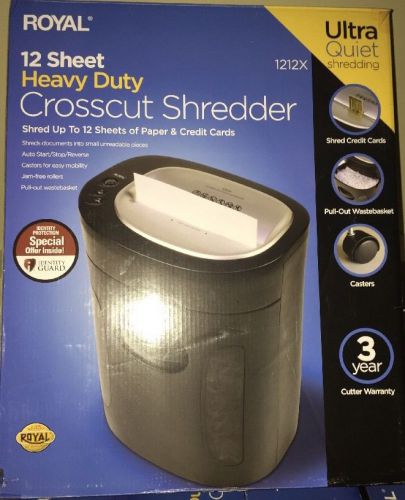 New Royal 12 Sheet Paper Shredder Heavy Duty Ultra Quiet Crosscut Model # 1212X