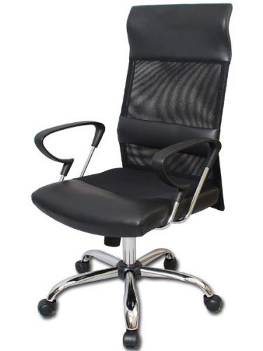 High Back Ergonomic Mesh Office Chair w Black Leather
