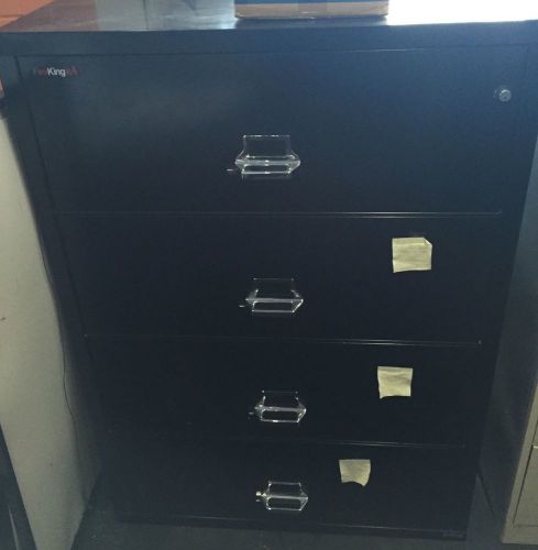 FireKing 38&#034; four drawer lateral fireproof file cabinet with key