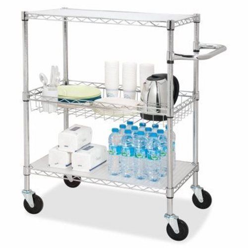Lorell 3-Tier Wire Rolling Cart, 30&#034;x18&#034;x40&#034;, Chrome (LLR84858)