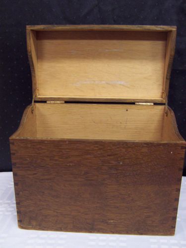 VINTAGE WOOD LIBRARY FILE OFFICE BOX DOVETAILED CONSTRUCTION HINGED LID
