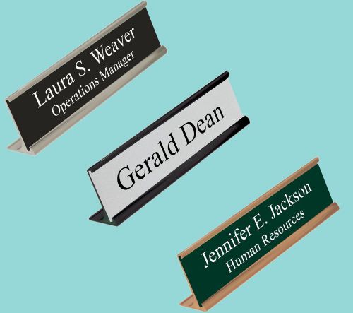 Personalized 2&#034;X&#034;10 Desk Name Plate. 3 Holder Colors and 20 Insert Colors.
