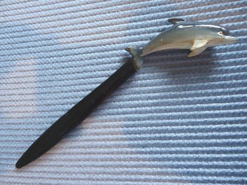 Vintage Collectible Dolphin Letter Opener-Porpoise-Ocean-Nautical-Flipper-Fish
