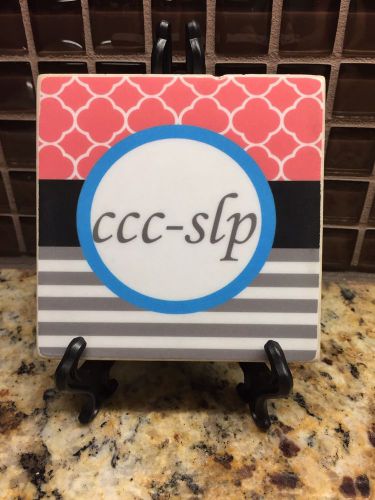 Speech Pathology Coaster.Can Personalize With Any Name. Tumbled Marble 4x4 tile.