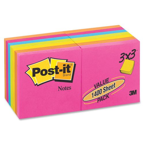 POST-IT NOTES 3&#034;X3&#034; ASST NEON COLORS 14 PADS/PACKAGE (1400 TOTAL) MPN 654-14AN