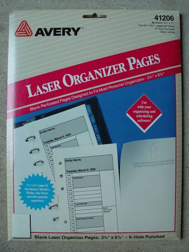 Avery Blank Laser Personal Organizer Pages 3 3/4&#034; x 6 3/4&#034; 6-Hole Punched 41206