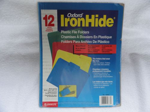 Plastic File Folders, Oxford IronHide, 12 Pack, Four (4) Colors 1/3 Cut
