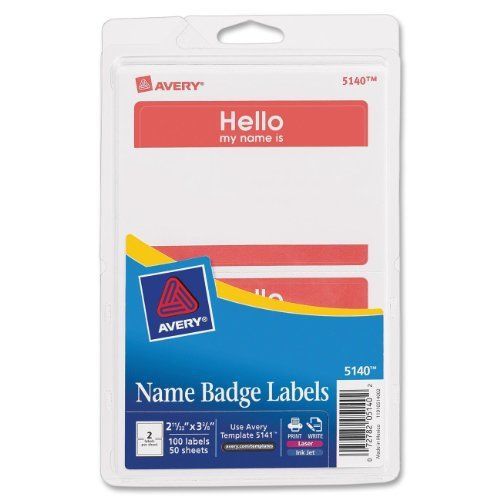 Avery name badge label - 2.34&#034; width x 3.37&#034; length - 100 / pack - (ave5140) for sale