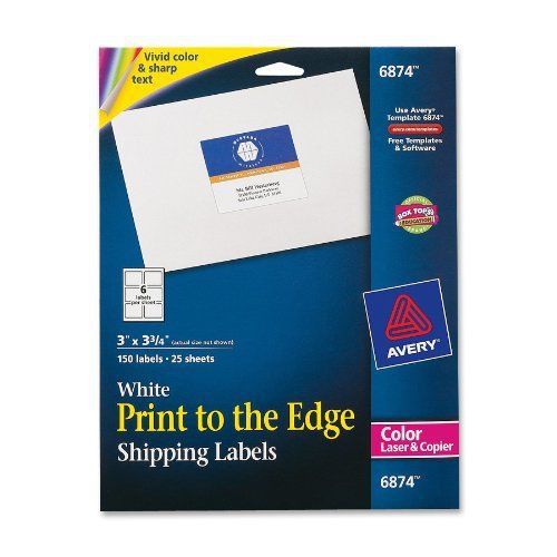 Avery color printing label - 3&#034; width x 3.75&#034; length - 150 / pack - (ave6874) for sale