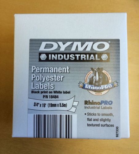 Dymo 18484 3/4&#034;x18&#039; (19mm x 5.5mm) RhinoPRO Permanent Polyester Labels - New